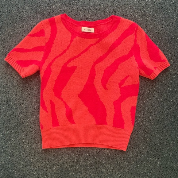 NAADAM Red and Pink Crew Neck Sweater - Picture 1 of 4
